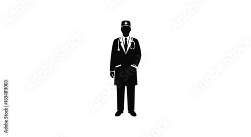 high quality Silhouette of a Man in a Suit and Hat. flat vector design
