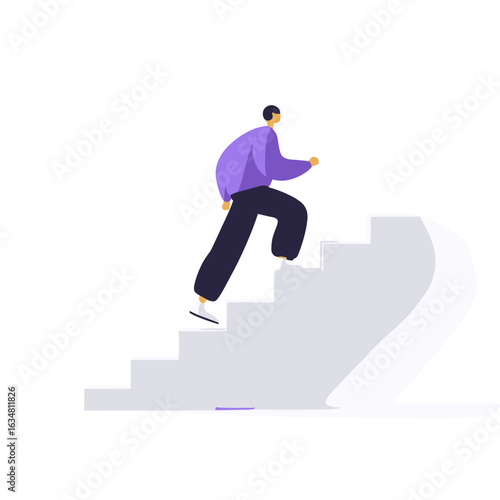 A person climbing a staircase, symbolizing progress and ambition.