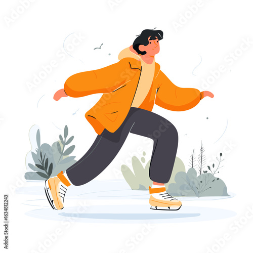 A person in vibrant attire jogging leisurely in the park.