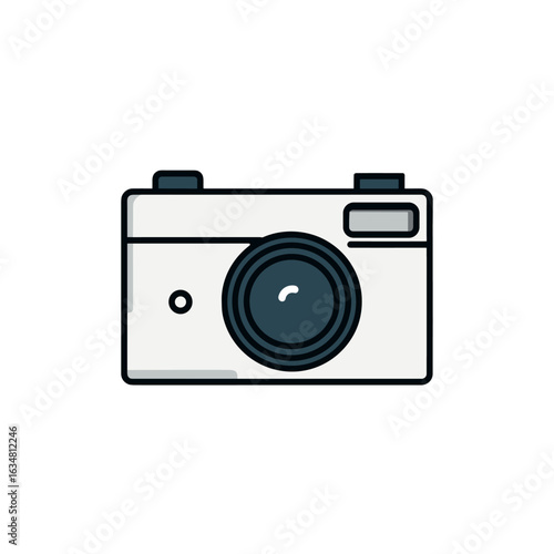 Illustration of a minimalist camera icon.