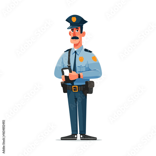 A police officer stands confidently.