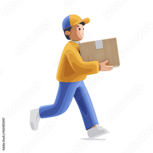A delivery person quickly and efficiently transporting a package.