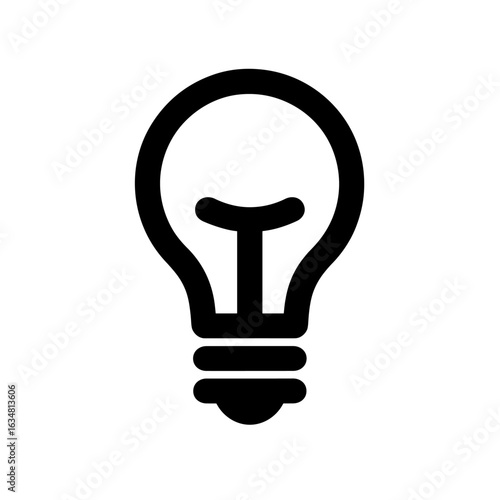 A simple black and white image of a lightbulb.