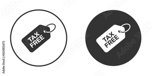 Tax free icons concept in solid versions. Flat design style.