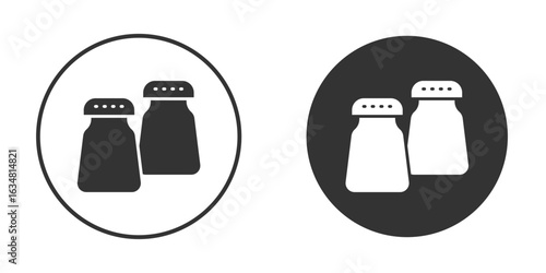 Salt and pepper shakers icons concept in solid versions. Flat design style.