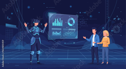 Future Innovation In Business With Vr Technology And Data Analysis