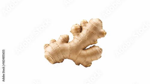 Close up fresh ginger root isolated on white background. 4k animation video.