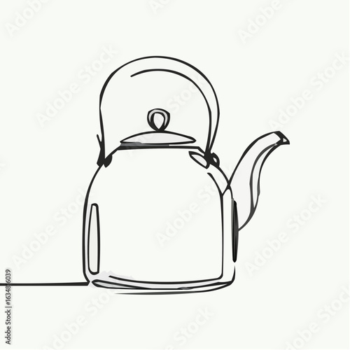 Outline of a kettle in minimalist style representing Traditional Chinese tea ceremony  