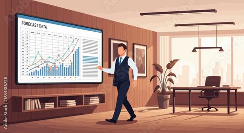 Data Analysis Presentation By Executive In Contemporary Office Setting