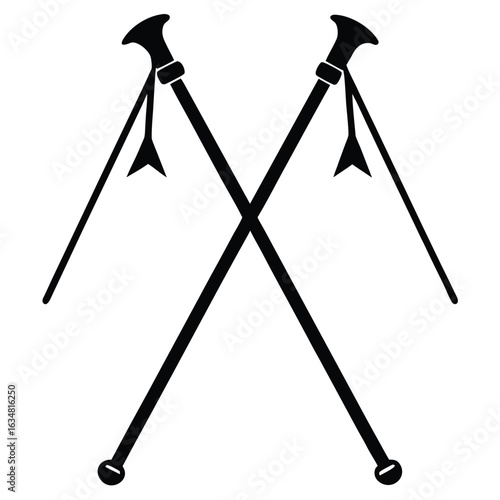 trekking poles vector icon