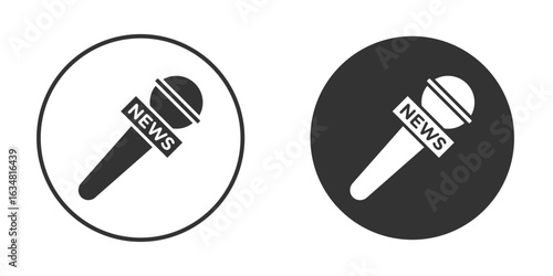 News microphone icons concept in solid versions. Flat design style.