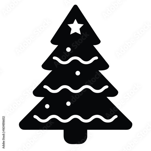 christmas tree cookie cutter vector icon