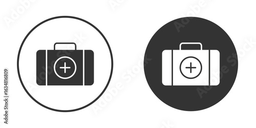 Medical aid kit icons concept in solid versions. Flat design style.