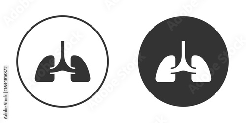 Lung icons concept in solid versions. Flat design style.