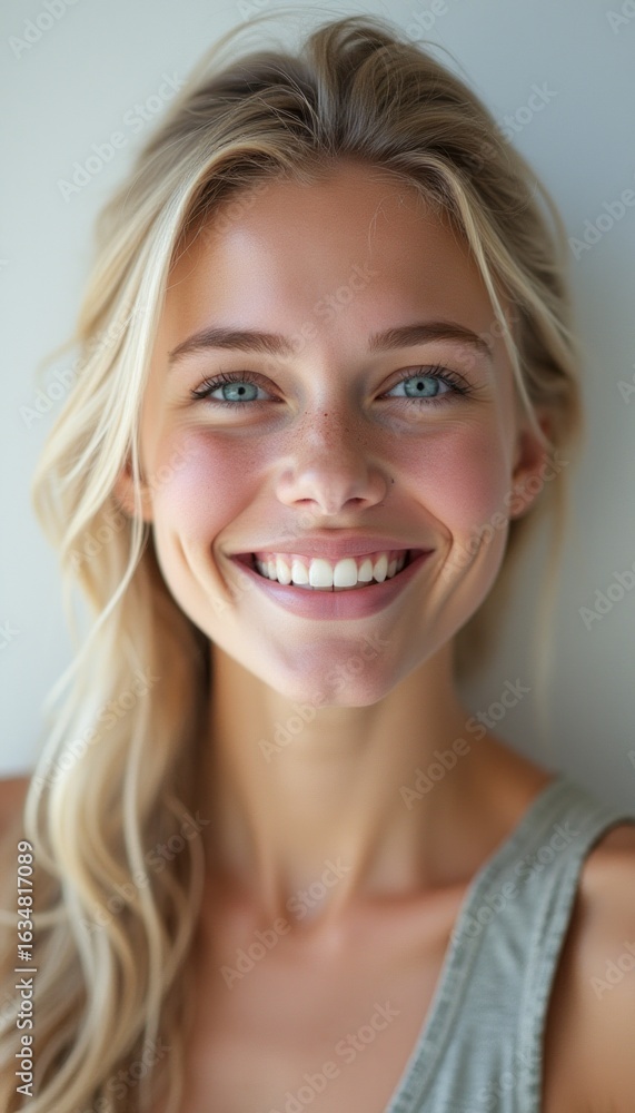 Naklejka premium Radiant young woman with a bright smile