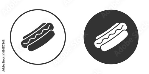Hot dog icons concept in solid versions. Flat design style.