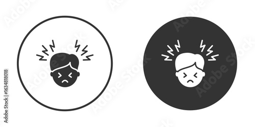 Headache icon icons concept in solid versions. Flat design style.