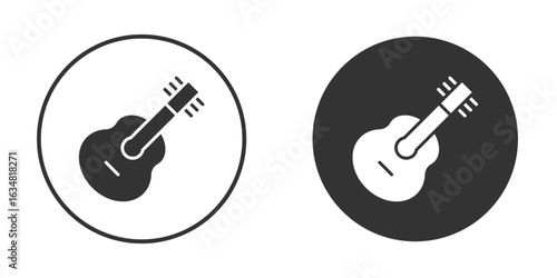Guitar icons concept in solid versions. Flat design style.