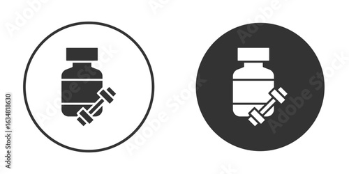Fitness supplement icons concept in solid versions. Flat design style.