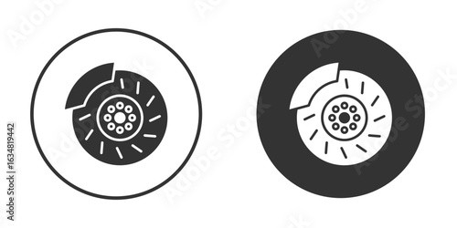 Disk brake icons concept in solid versions. Flat design style.