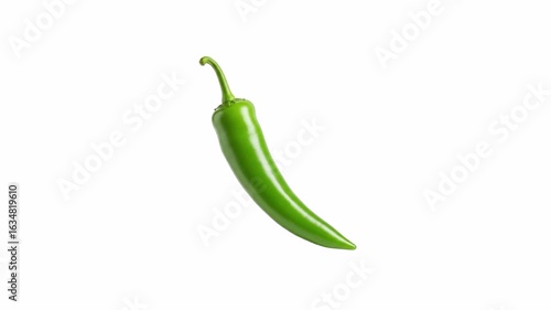 Close up fresh green chilli isolated on white background. 4k animation video.