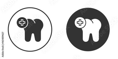 Dental care icons concept in solid versions. Flat design style.