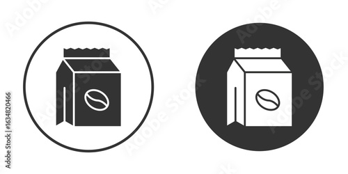 Coffee paper bag icons concept in solid versions. Flat design style.