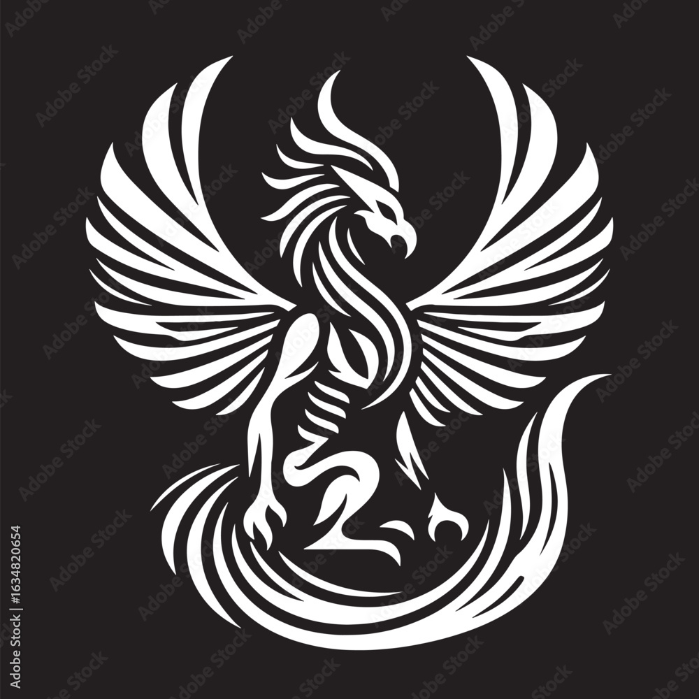 Fototapeta premium phoenix Eagle in the form of a tattoo on a black background