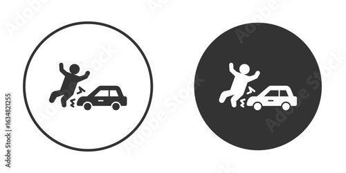 Car accident icons concept in solid versions. Flat design style.