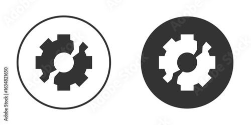 Broken gear icons concept in solid versions. Flat design style.