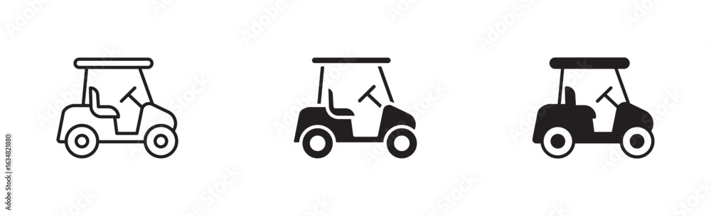 Fototapeta premium Golf car icon set in outline and silhouette style , vector illustration .