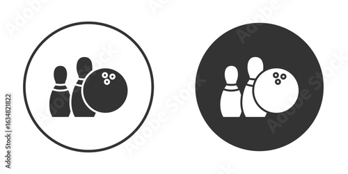 Bowling icons concept in solid versions. Flat design style.