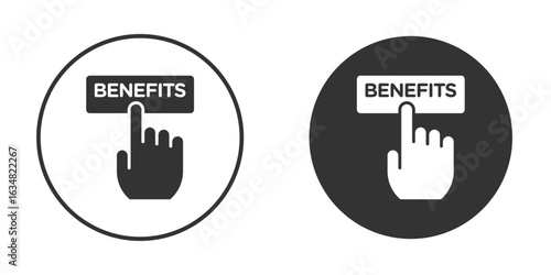 benefits icons concept in solid versions. Flat design style.