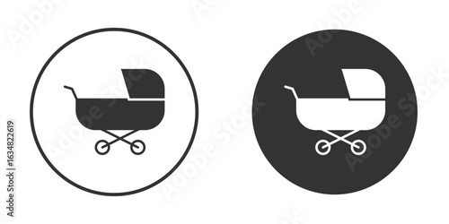 Baby carriage icons concept in solid versions. Flat design style.