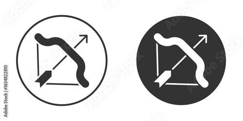 Archery icons concept in solid versions. Flat design style.