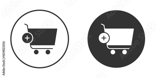 Add to cart icons concept in solid versions. Flat design style.