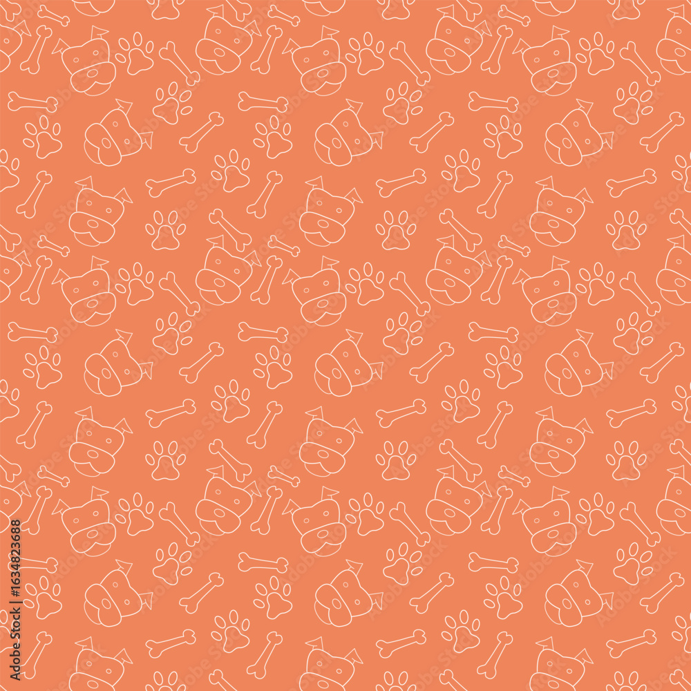 Naklejka premium Seamless dog and bone pattern vector background