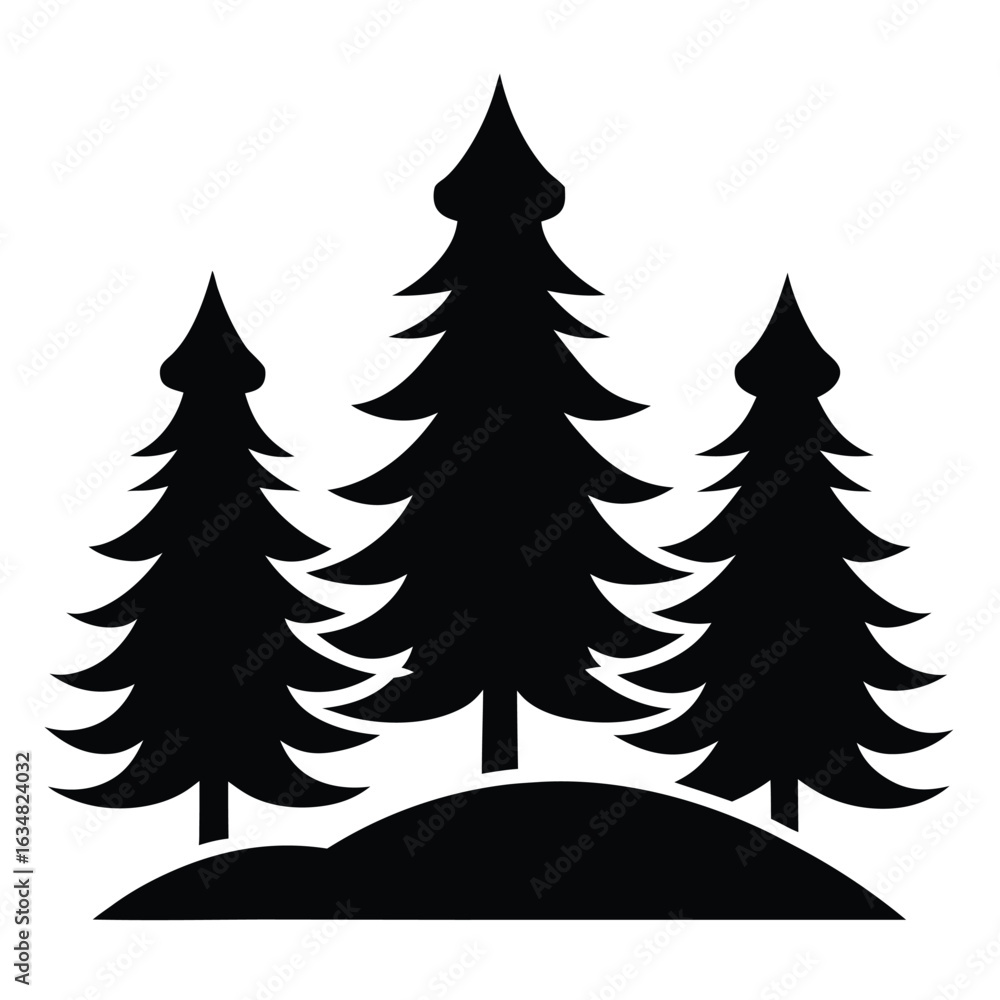 Obraz premium pine tree forest in fog vector icon
