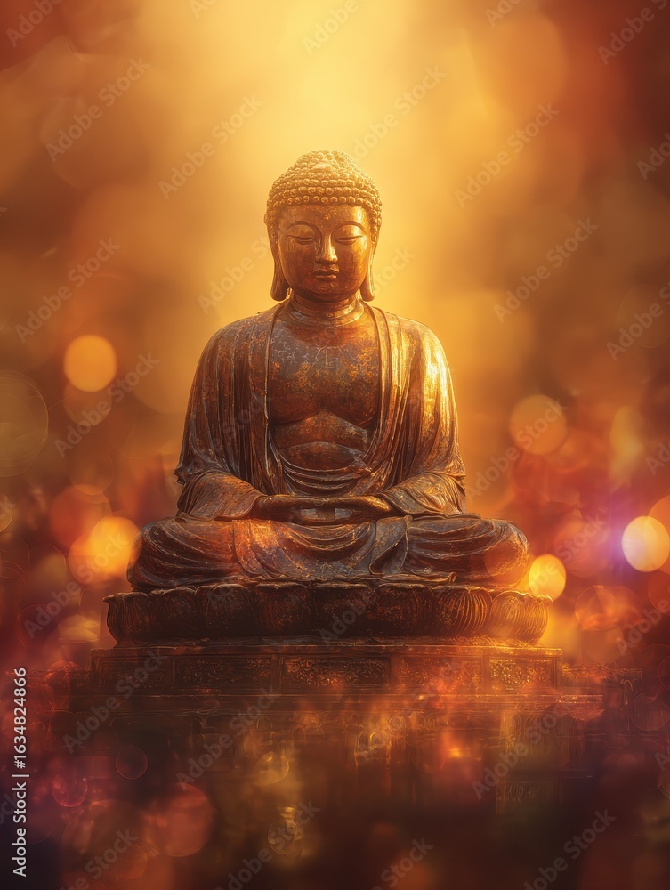 greeting card with ancient statue great buddha on bright holiday composition abstract vivid composition consists of fictional unreal fantastic vision on background greeting card with ancient statue great buddha on bright holiday composition abstract vivid composition consists of fictional unreal fantastic vision on background