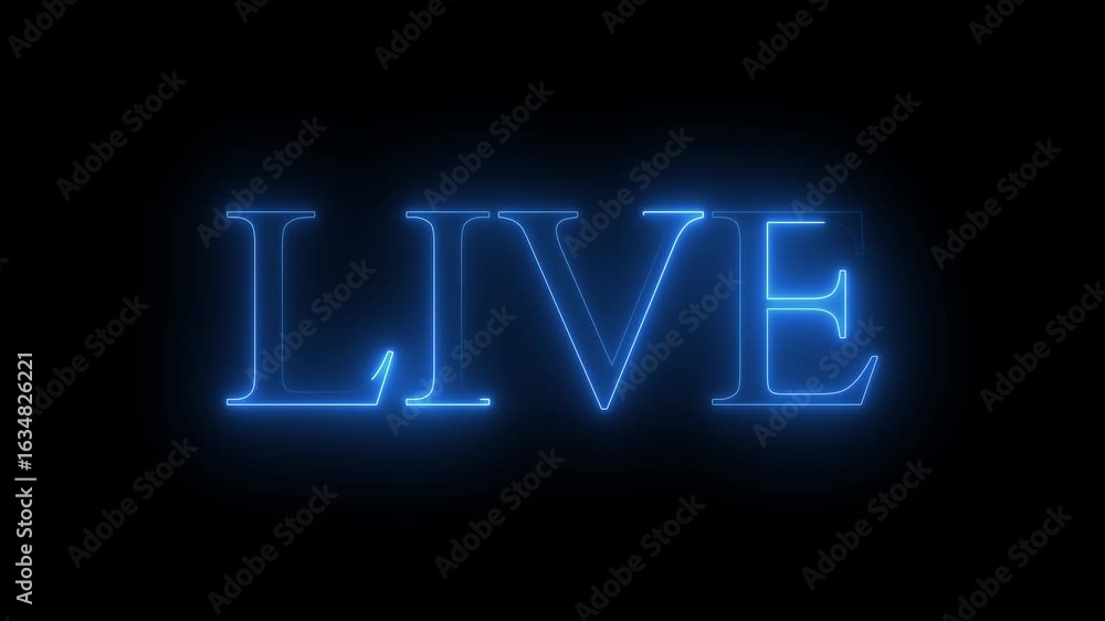 Neon Live Text Animation on Alpha channel. Live neon sign motion in black background. 4k videos symbol for live now streaming premiering ... Neon Live Text Animation on Alpha channel. Live neon sign motion in black background. 4k videos symbol for live now streaming premiering ...