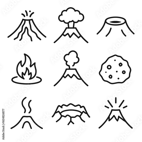 Volcano Icon Set