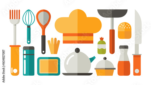 Minimalist tools for chef isolated on white background