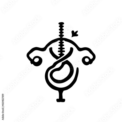 A vector illustration of a vintage metal candlestick holding a black silhouette of a man with an apple