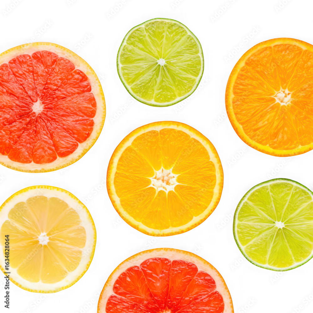 Obraz premium Assortment of citrus fruit slices isolated on transparent background