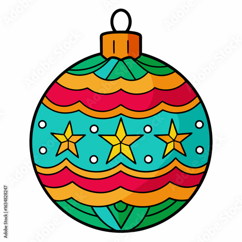 A vector of christmas coloring bauble on white background Illustration