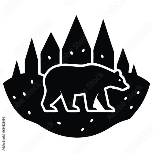 tundra with icy rocks vector icon