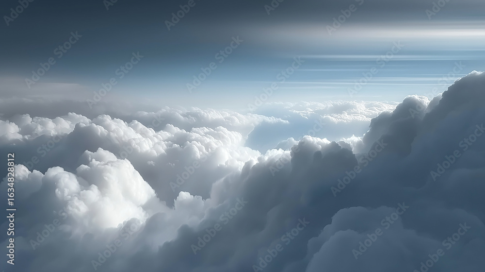 Fototapeta premium Aerial View of Dramatic White Cumulus Clouds – Bright Sky Backdrop