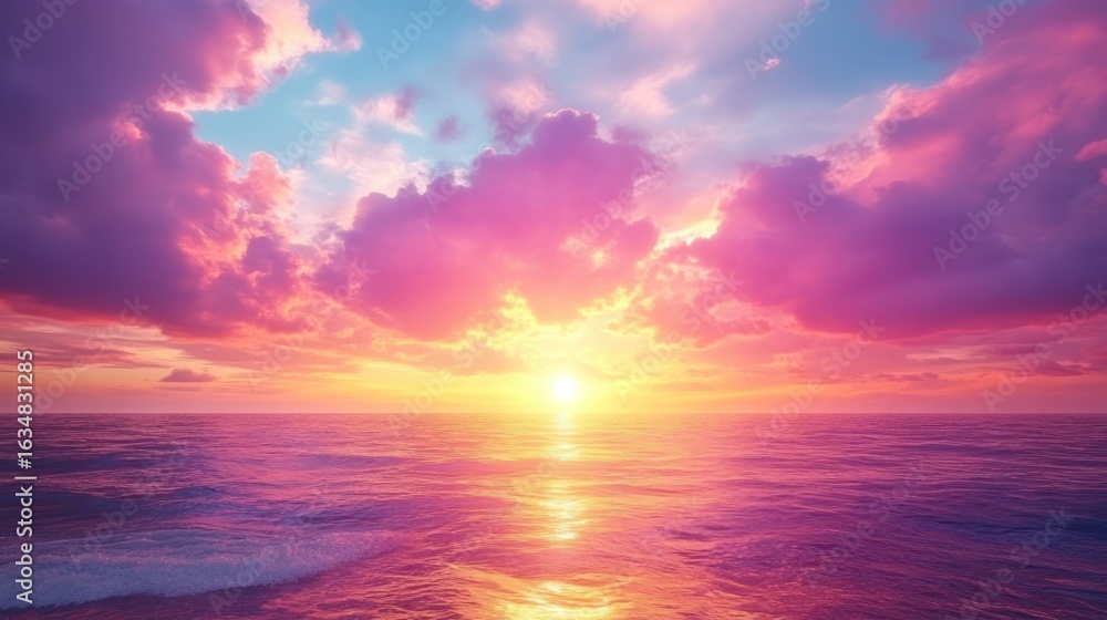 Fototapeta premium Vibrant sunset over a tranquil ocean
