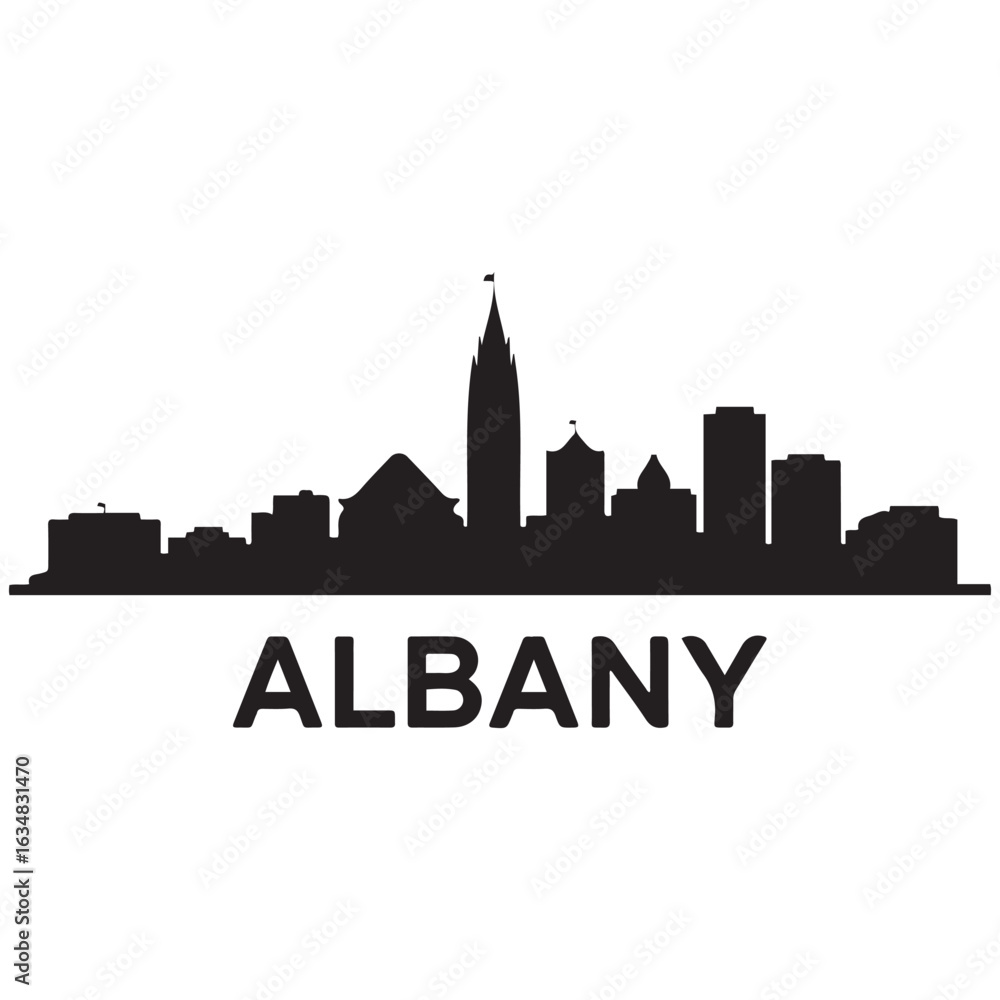 Obraz premium Albany city skyline. Black cityscape. Vector black silhouette. with white background