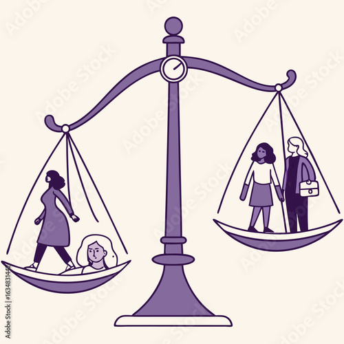 3D illustration of scales of justice with gold weight, symbolizing balance, law, and equality in finance and business